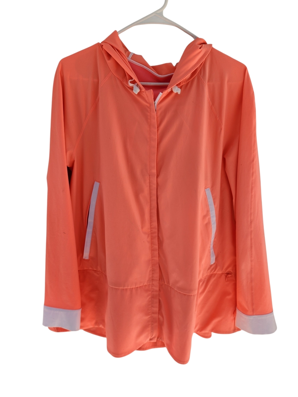 Lululemon Sun Showers Jacket in the color Watermelon Coral/White. Size 8